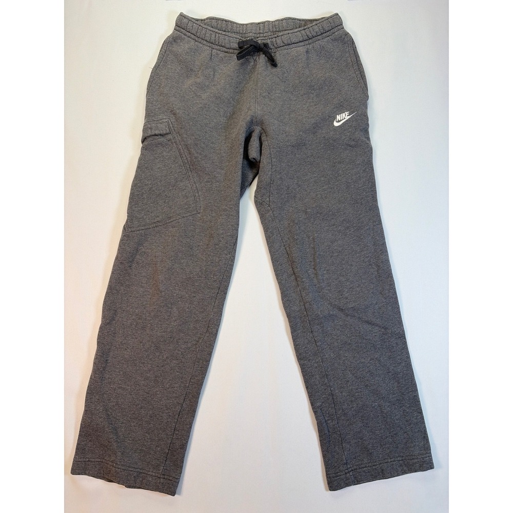 Nike Mens Fleece Cargo Sweatpants Gray Straight Leg Drawstring Size M